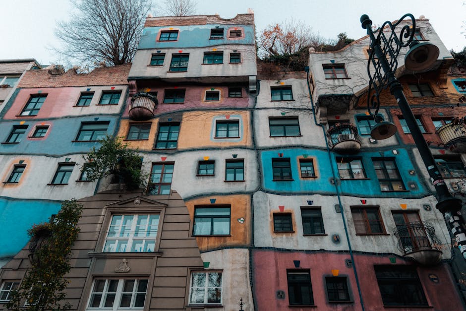 The colorful Hundertwasserhaus apartment building in Vienna with its unique organic architecture