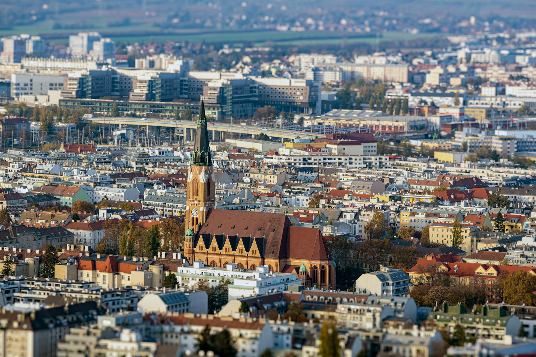 Vienna skyline showing the historic city center with St. Stephen's Cathedral spire