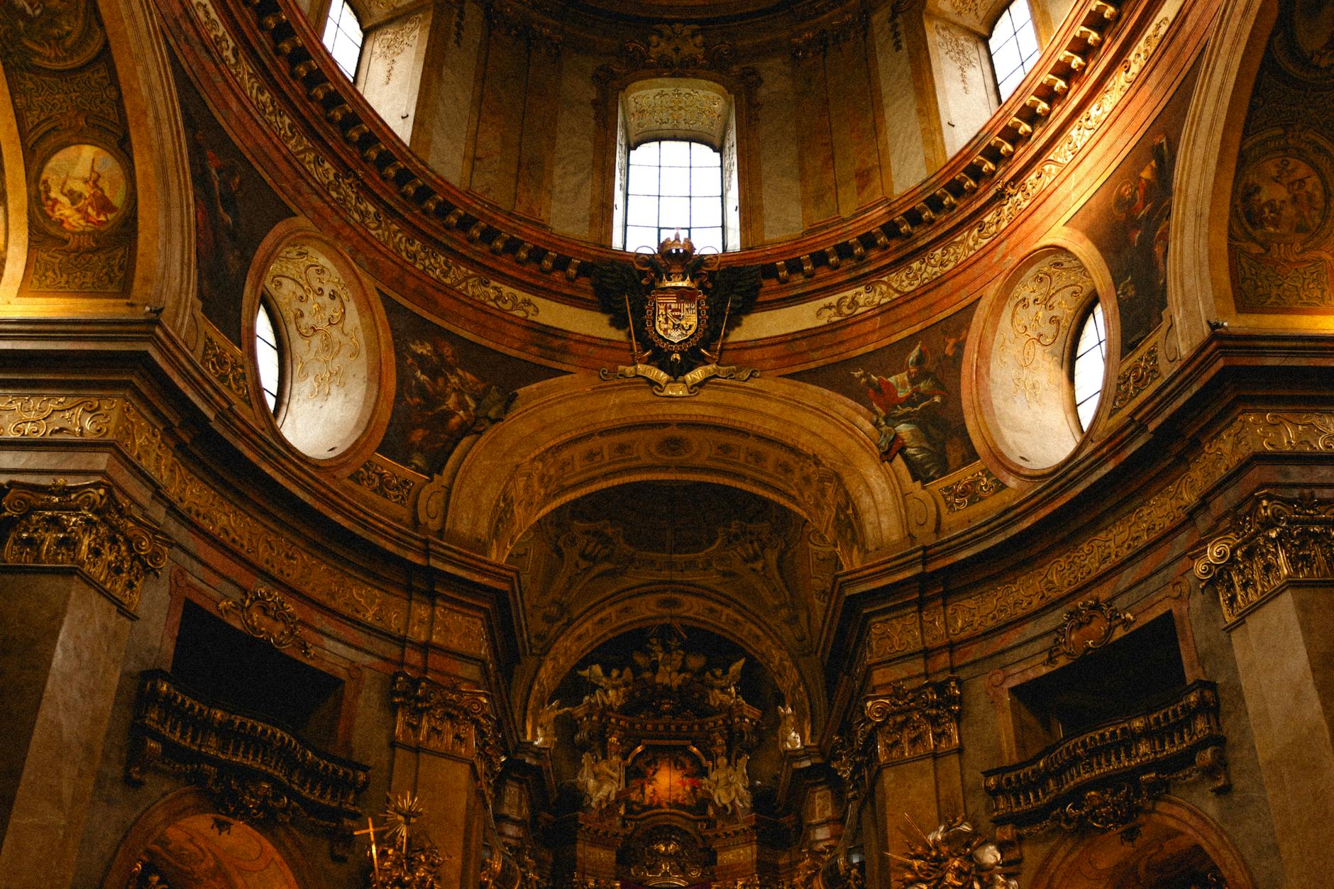 Vienna's baroque churches — Peterskirche, Jesuitenkirche, Stephansdom interior — are free to enter