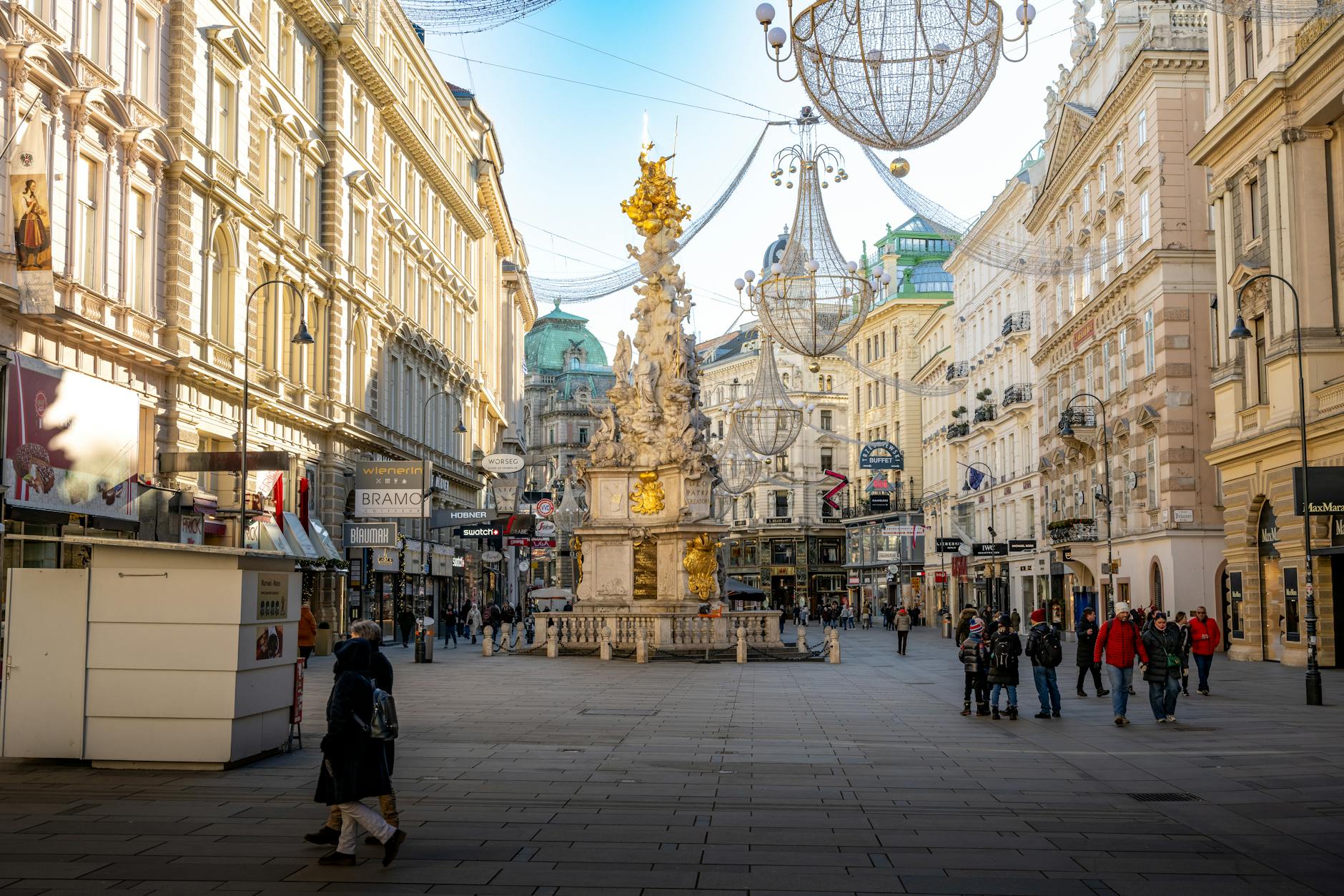 Historic Graben Street in Vienna with the Plague Column