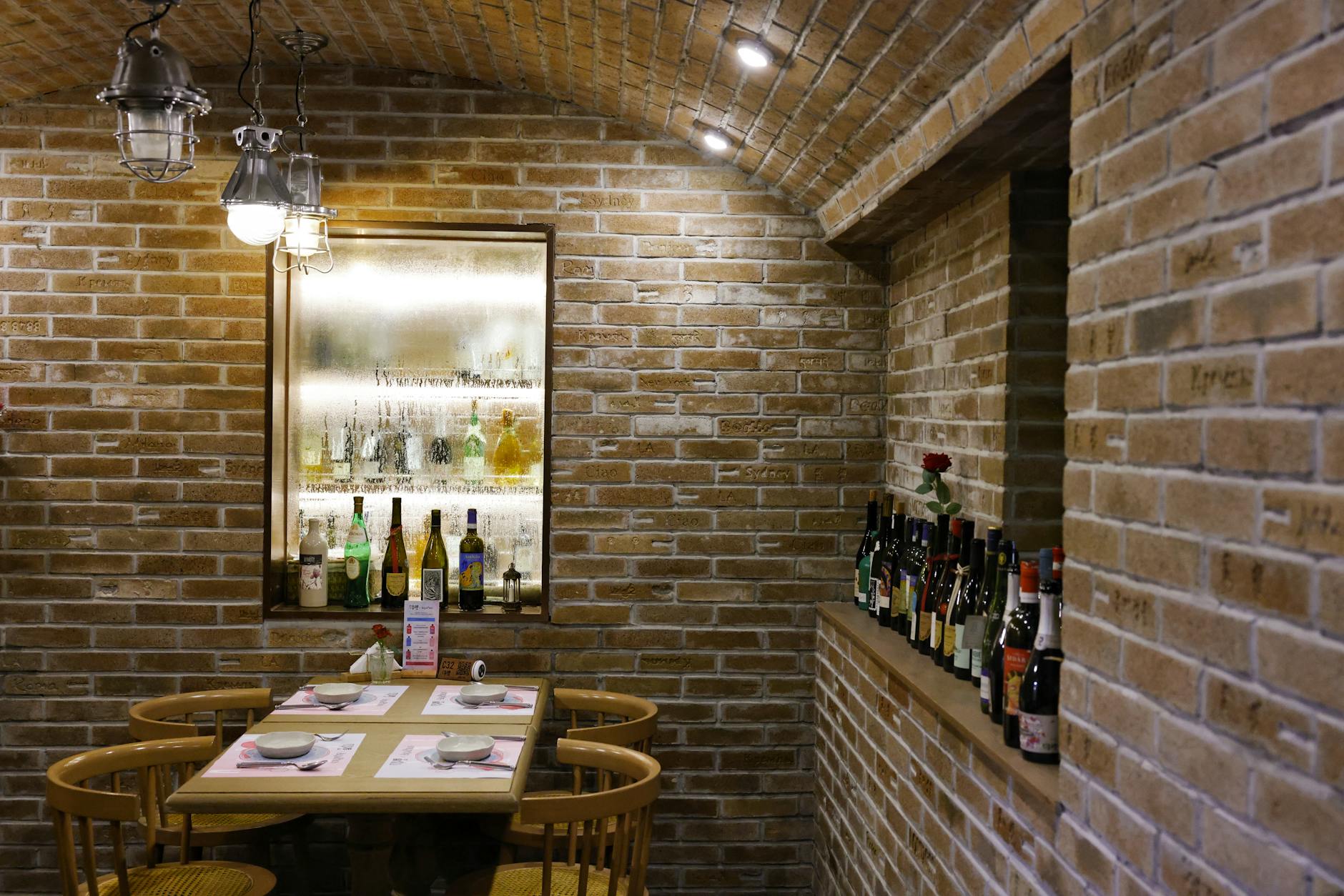 Cozy wine cellar interior of a traditional Viennese Heuriger