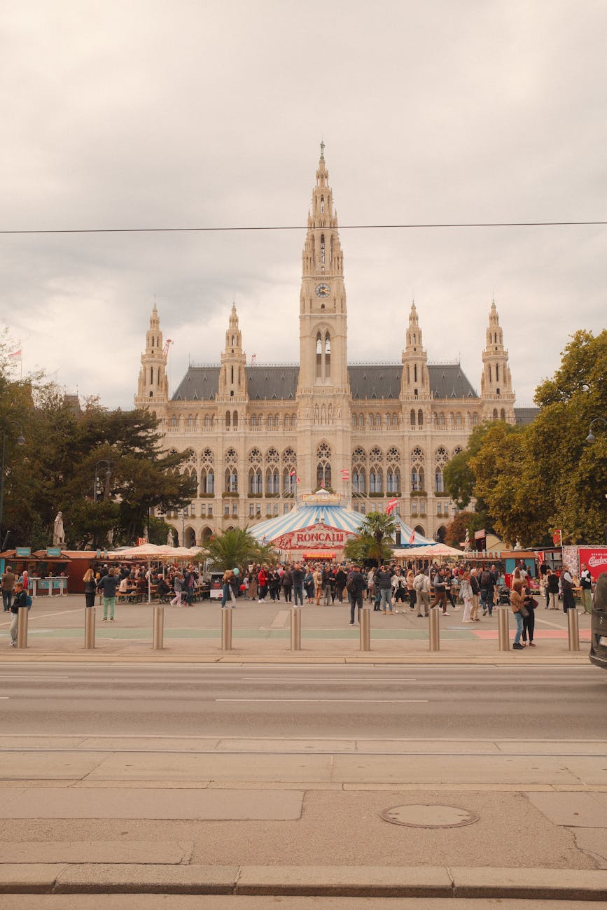 People gathered at Vienna City Hall for a summer festival