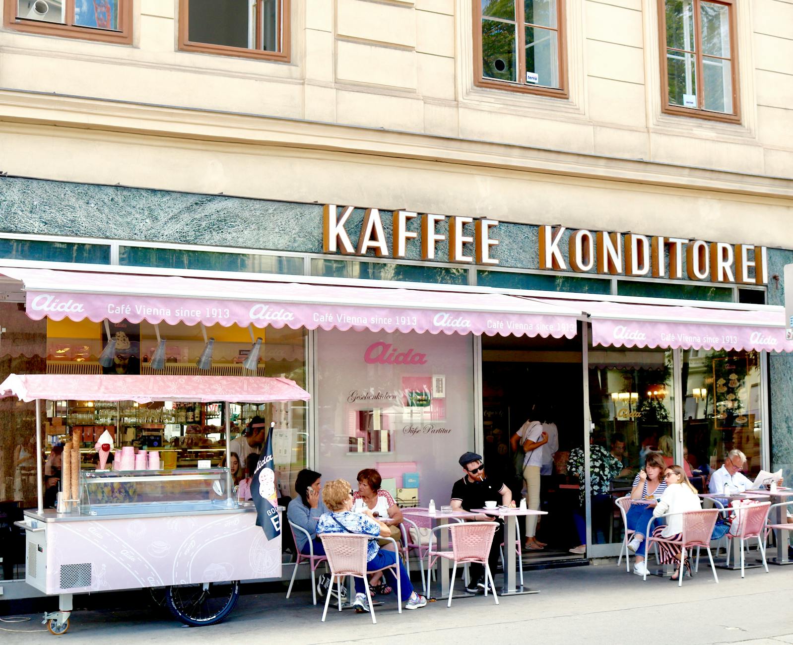Charming outdoor cafe seating in Vienna — every neighborhood has its own coffeehouse culture