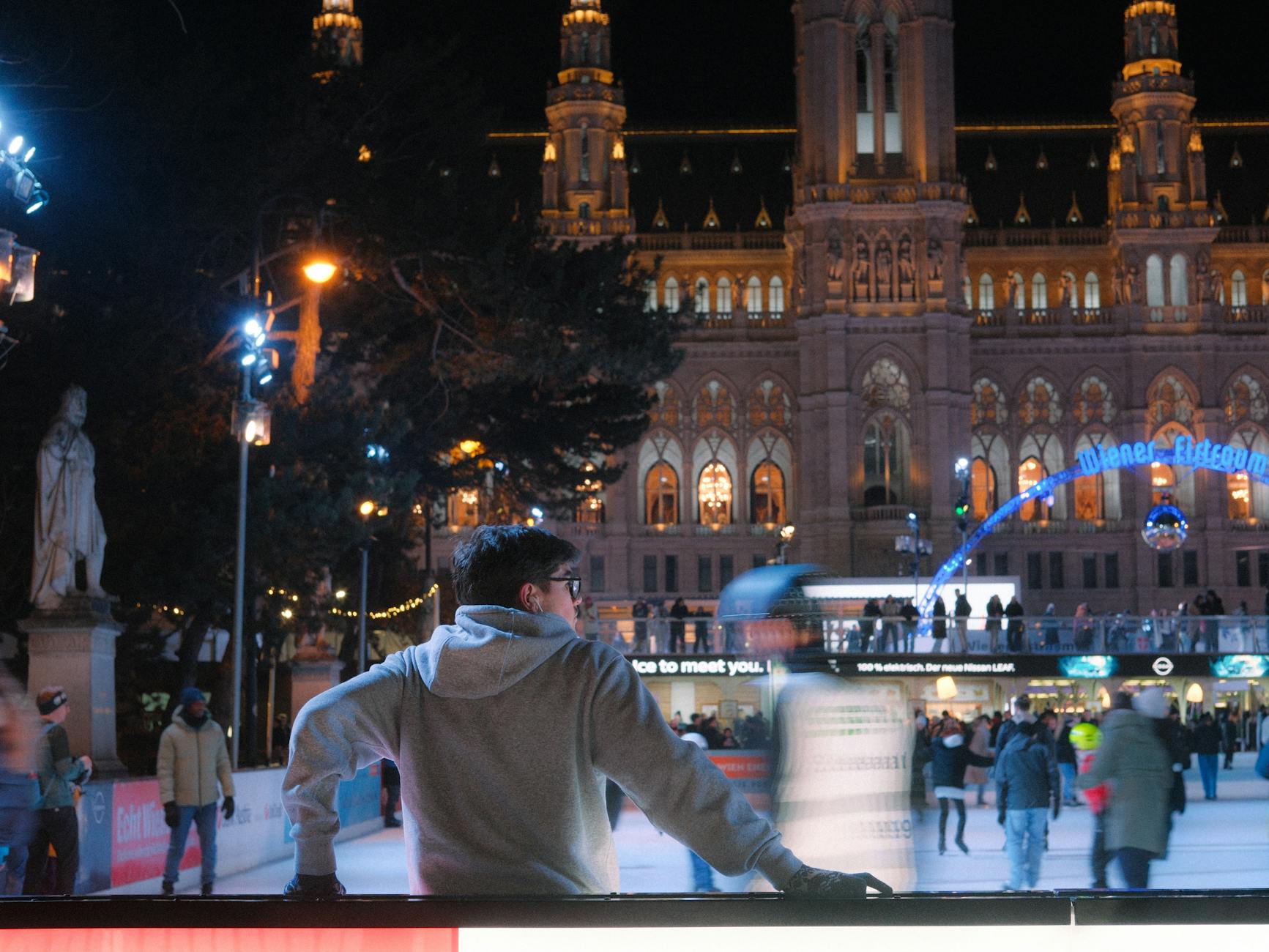 Ice skating rink at Vienna Christmas market