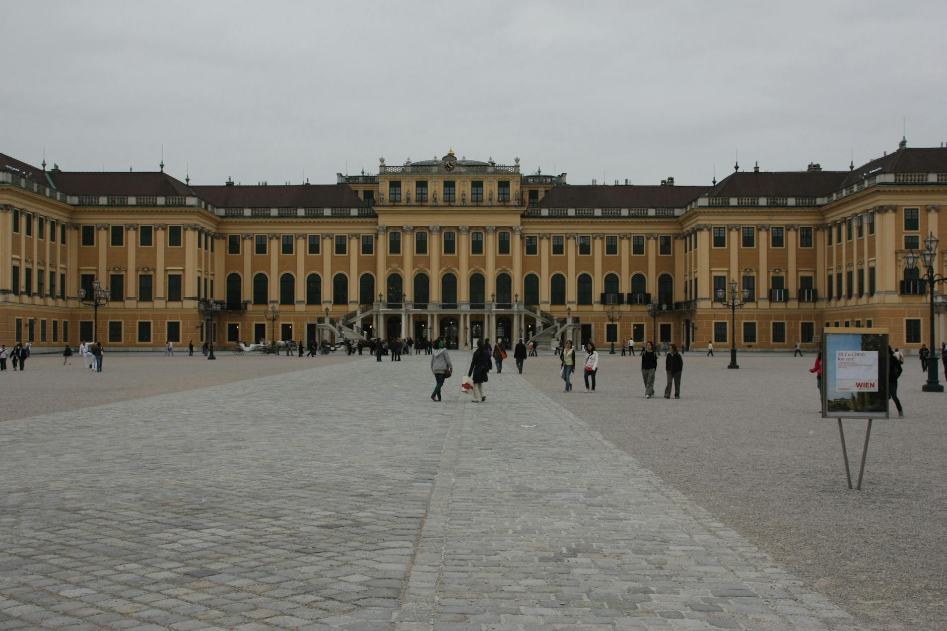 The yellow Maria Theresia-era Baroque facade — the most photographed building in Austria
