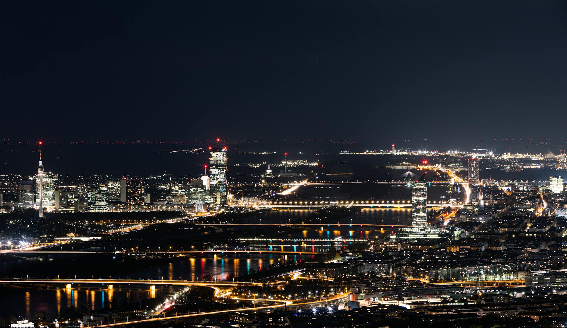 Vienna city skyline from rooftop